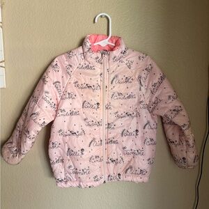 Disney Pink Script Print Kids Puffer Jacket